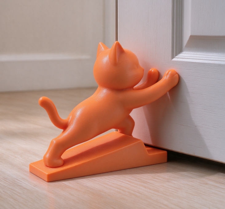 Orange Cat-Shaped Wedge Door Stop – Creative Decorative Door Stopper - Image 2