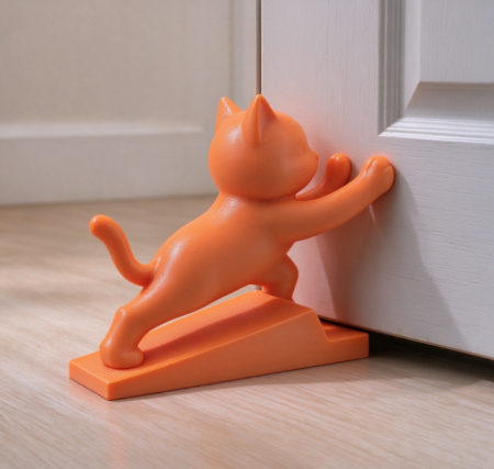 Orange Cat-Shaped Wedge Door Stop – Creative Decorative Door Stopper