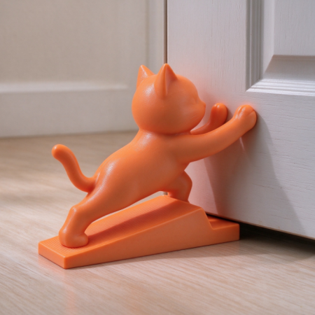 Orange Cat-Shaped Wedge Door Stop – Creative Decorative Door Stopper