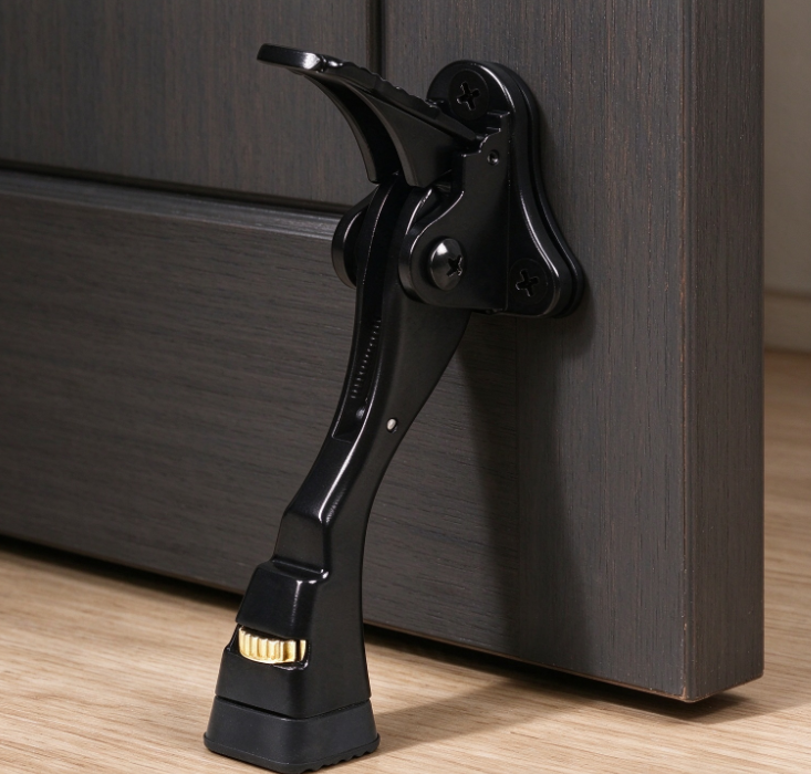 Black Foot-Operated Door Stop (Drill-Free) - Image 2