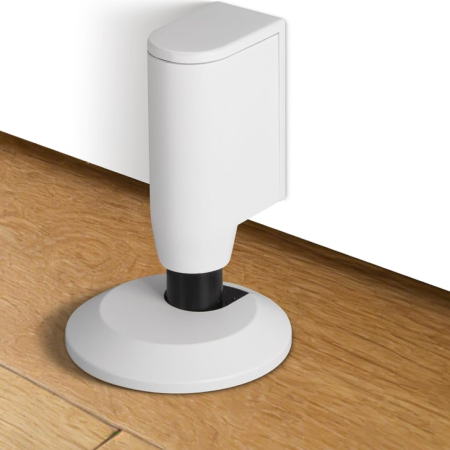White Upright Drill-Free Door Stop – Adjustable Height & Anti-Collision Buffer