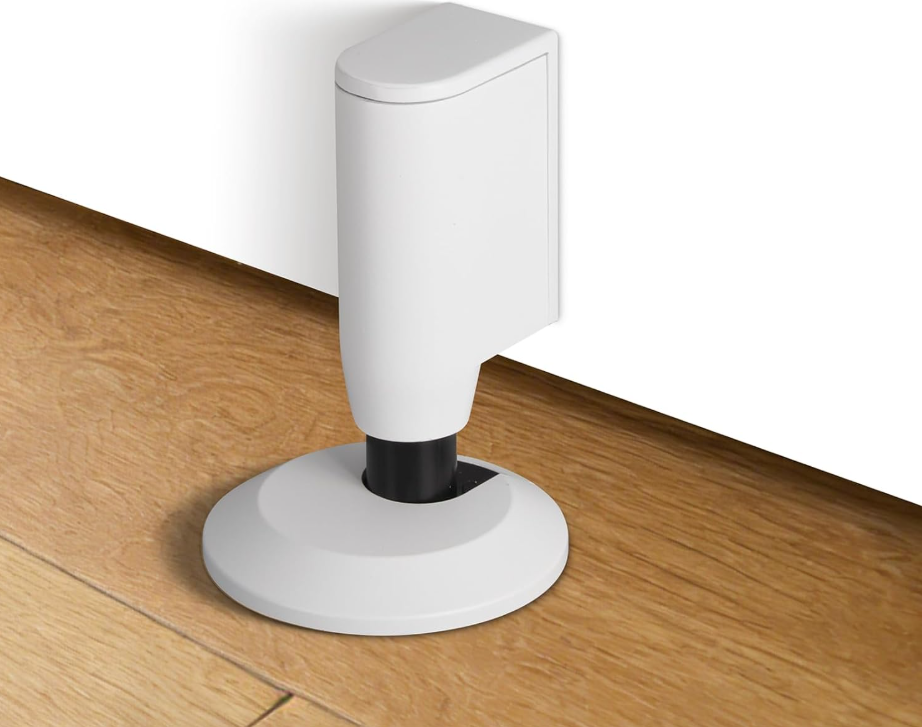 White Upright Drill-Free Door Stop – Adjustable Height & Anti-Collision Buffer