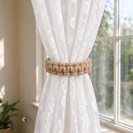 Vintage Braided Thick Jute Rope Curtain Tie-back – Minimalist Handmade Style