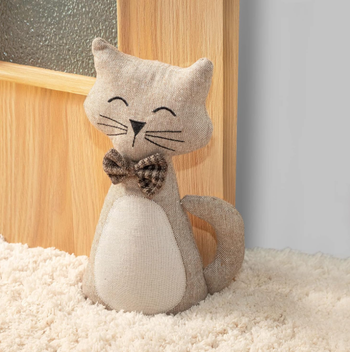 Cute Fabric Cat Doorstop – Cartoon Weighted Floor Door Wedge (No-Drill) - Image 2