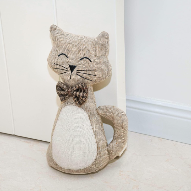 Cute Fabric Cat Doorstop – Cartoon Weighted Floor Door Wedge (No-Drill)