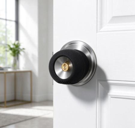 Spherical Black Knitted Door Knob Cover