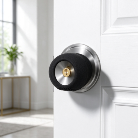 Spherical Black Knitted Door Knob Cover