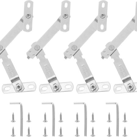 304 Stainless Steel Casement Window Limiter / Wind-Resistant Support Bar for Thermal Break Aluminum Windows (Set of 4 with Mounting Screws)
