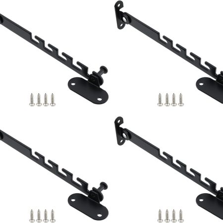 Black Multi-Position Window Limiter Stay – Wind-Resistant Angle Limiter for Casement Windows (4-Piece Set)