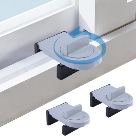 Rotary Limiter Lock for Sliding Windows – Aluminum Alloy Safety Catch – Child-Proof Window Lock (2-Pack)