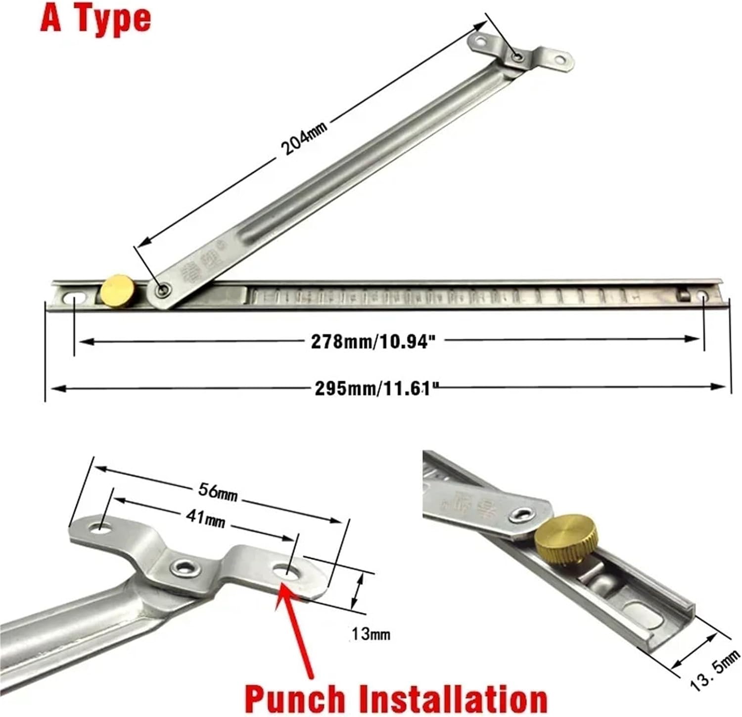 Stainless Steel Multi-Position Window Stay – Adjustable Angle Limiter for Outward-Opening Windows (Pair) - Image 2