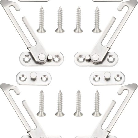 V-Shaped Stainless Steel Window Limiter – Child Safety Restrictor for Outward-Opening Windows (Set of 4 with Mounting Screws)