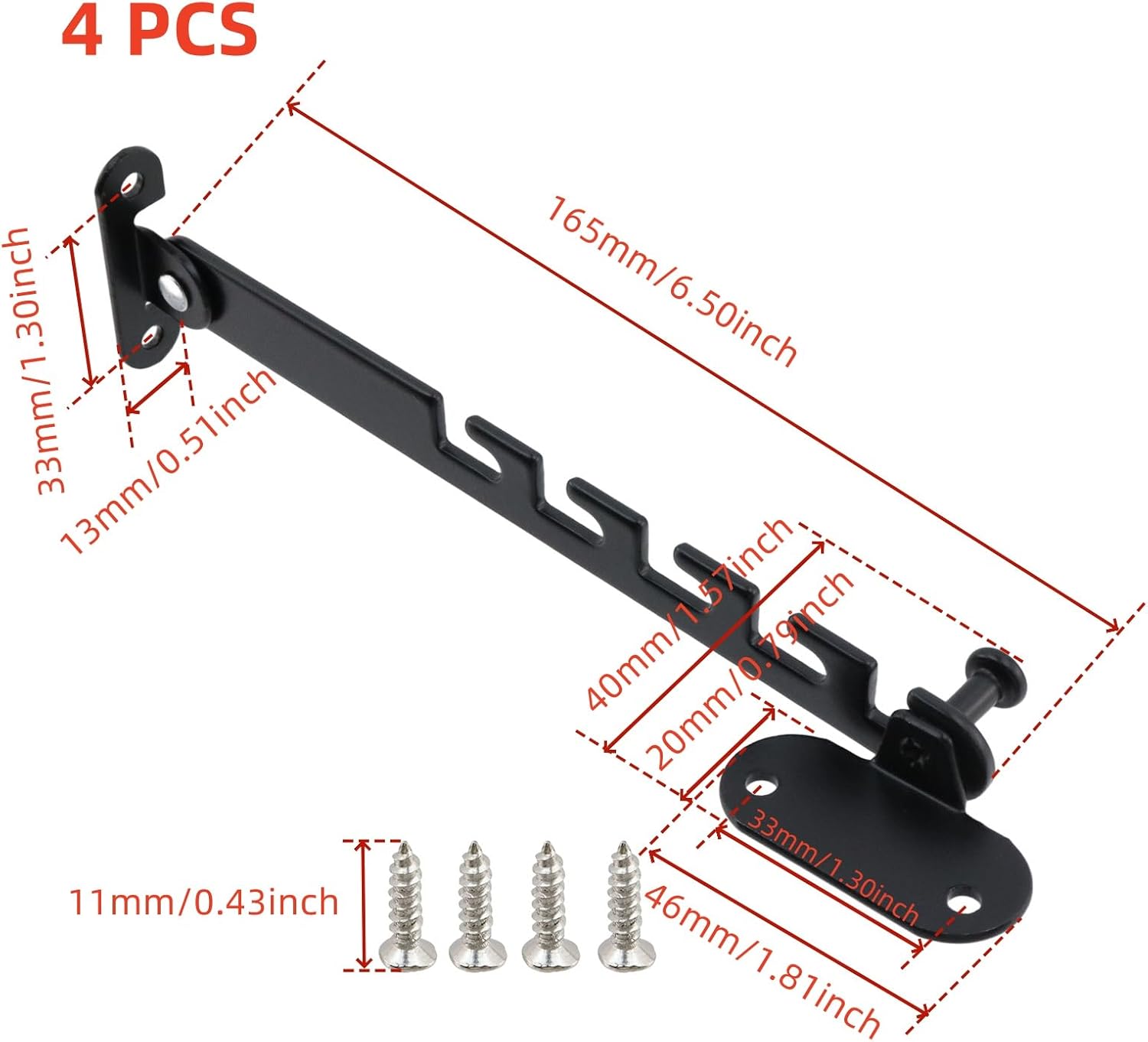 Black Multi-Position Window Limiter Stay – Wind-Resistant Angle Limiter for Casement Windows (4-Piece Set) - Image 2