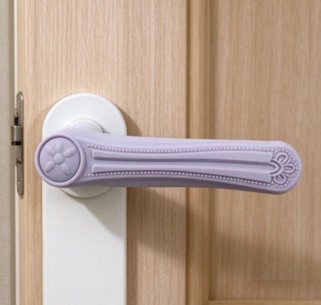 Light Purple Embossed Silicone Door Handle Cover