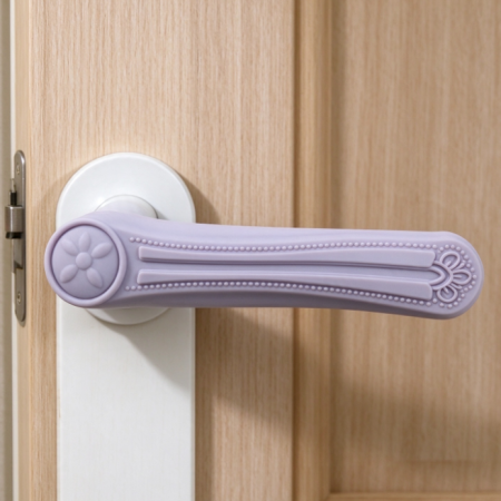 Light Purple Embossed Silicone Door Handle Cover